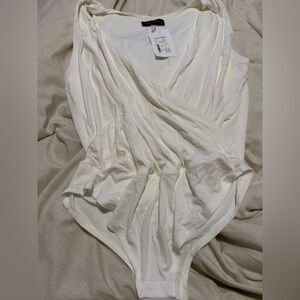 Final Touch Modal White Wrap Bodysuit